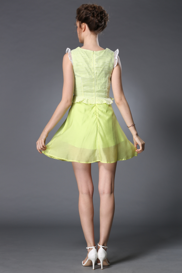 Girlish Flouncing Slim Fit Gauze Matching Sheer Summer Dress on Luulla